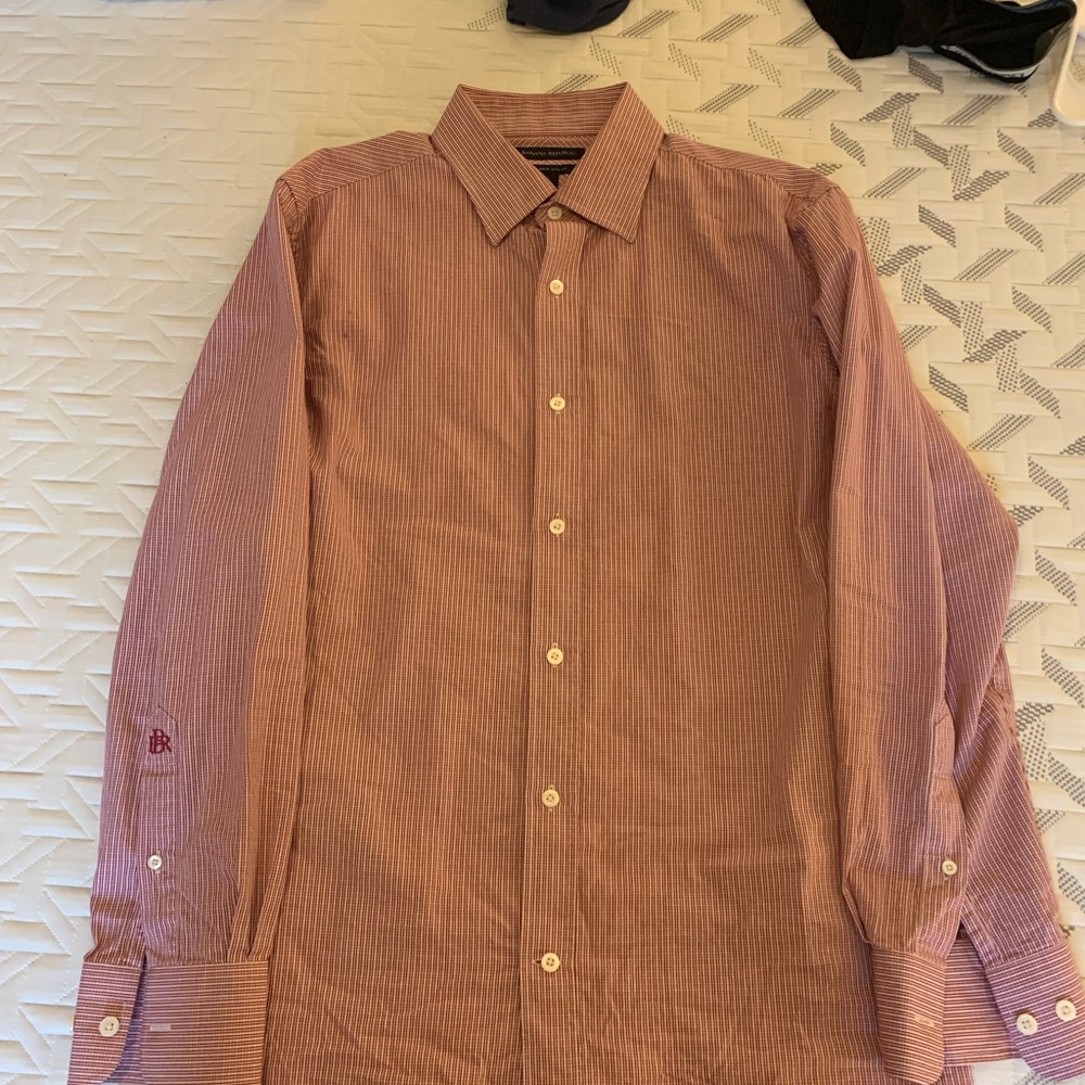 Banana Republic Men's Burgundy Striped Dress Shirt
